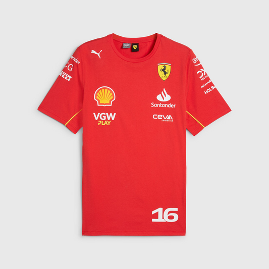 CAMISA SCUDERIA FERRARI TEAM SOCCER MASCULINA LECLERC