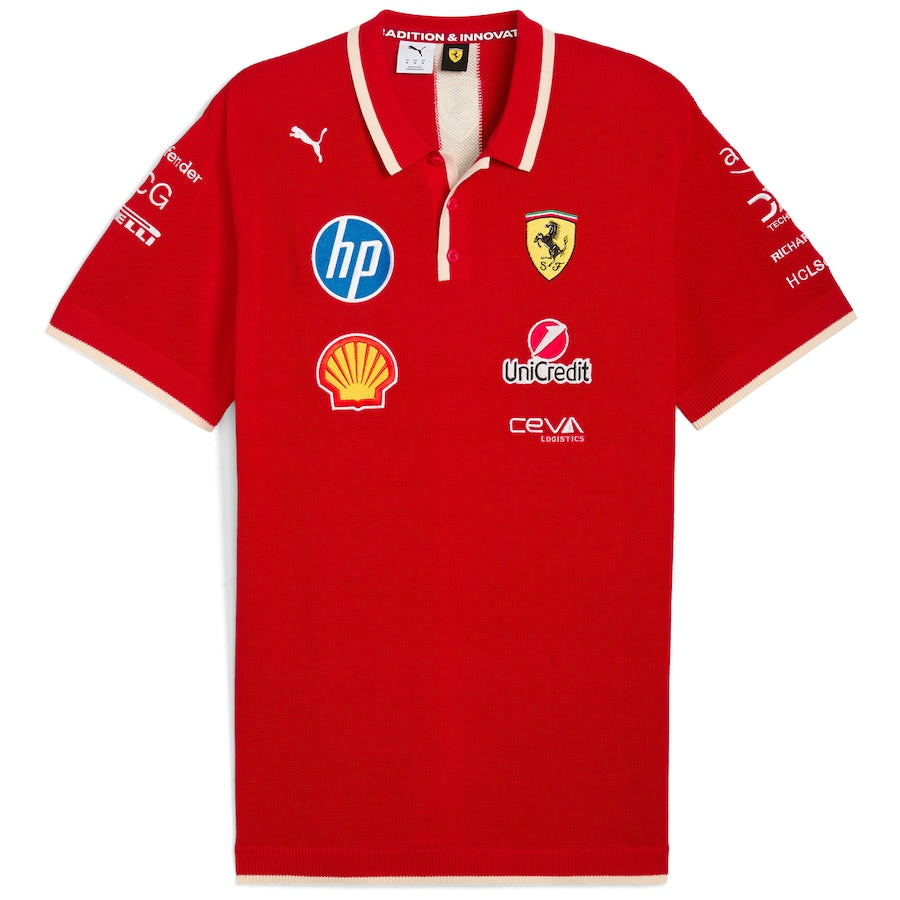CAMISETA SCUDERIA FERRARI POLO TEAM MASCULINA 2025